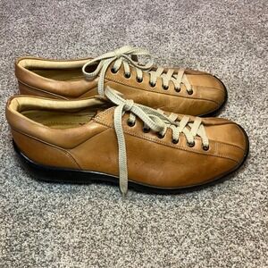Polo Ralph‎ Lauren Ridgeway Tan Leather Sneakers Made in Italy 1873D 8.5 D VTG